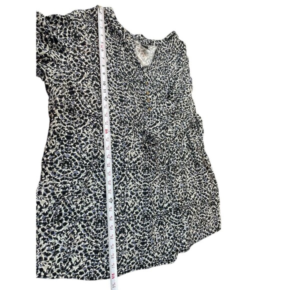 Evans 26/28 Blouse Black Gray Abstract Print 100% Viscose 3/4 Sleeve Tunic Top - Picture 7 of 12